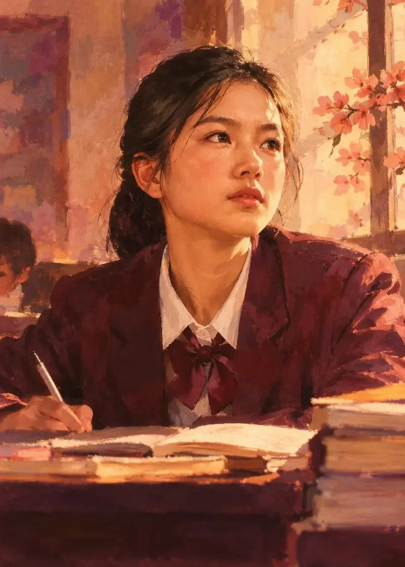 《复读班第三排》封面剧照，程知 · 二十八岁复读生
